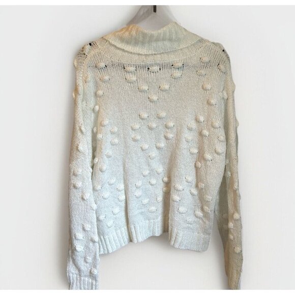 John + Jenn Cream White Long Sleeve Turtleneck Sweater Popcorn Knit Size Large - Picture 6 of 6